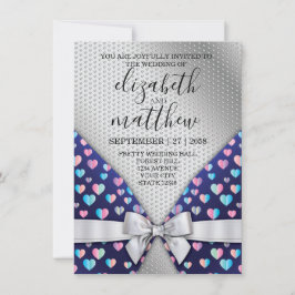 Elegante Silver Invitation Bow und Herz-Speckles Einladung