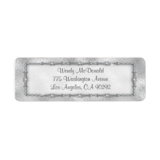 Elegante Silver Jeweled Rücksendeadressen-Aufklebe