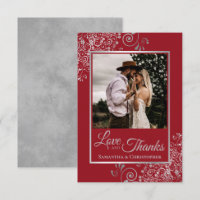 Elegante Silver Lace auf Red Liebe & Danke Wedding