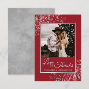 Elegante Silver Lace auf Red Liebe & Danke Wedding