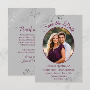 Elegante Silver Lace Magenta auf der Hochzeit von  Save The Date
