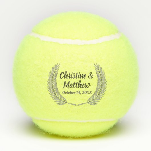 Elegante Silver Leaf Wreath Gastgeschenk Hochzeit Tennisbälle (Rückseite)
