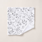 Elegante Silver Leafy Print auf White Family Name Badhandtuch Set (Waschlappen)