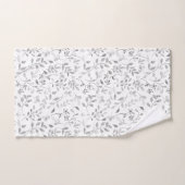 Elegante Silver Leafy Print auf White Family Name Badhandtuch Set (Handtuch)