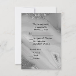 Elegante Silver Marble Agate UAWG mit Menüauswahl RSVP Karte
