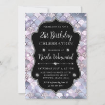 Elegante Silver Mermaid Scales Rahmen Geburtstag