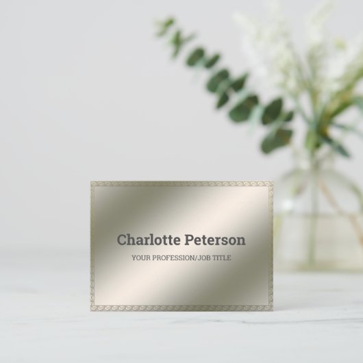 Elegante Silver Metallic Background Business Card Visitenkarte (Stehend Vorderseite)