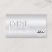 Elegante Silver Mirror Letters mit Logo Modern Visitenkarte (Vorderseite)