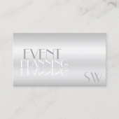 Elegante Silver Mirror Letters mit Monogram Modern Visitenkarte (Vorderseite)