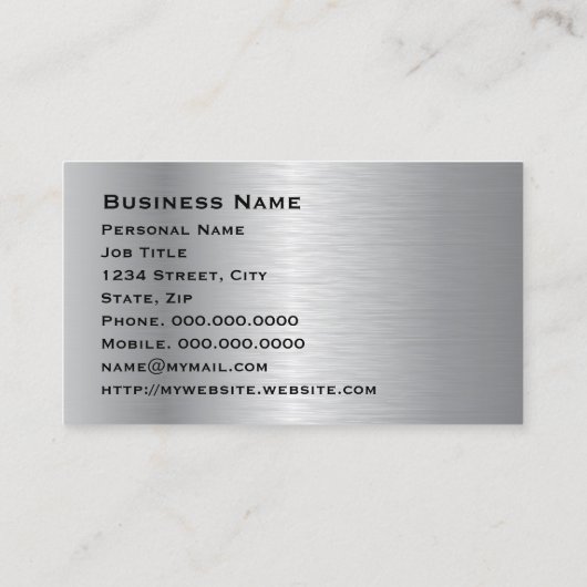 Elegante Silver Modern Corporate Business Card Visitenkarte (Rückseite)
