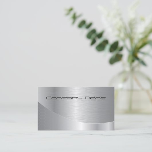 Elegante Silver Modern Corporate Business Card Visitenkarte (Stehend Vorderseite)