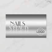 Elegante Silver Modern Mirror Letters mit Logo Visitenkarte (Vorderseite)