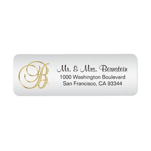 Elegante SILVER Monogram Letter B-Rücksendeadresse (Vorne)