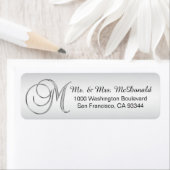 Elegante Silver Monogram Letter 'M' Envelope Retur (Insitu)