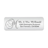 Elegante Silver Monogram Letter 'M' Envelope Retur (Vorne)