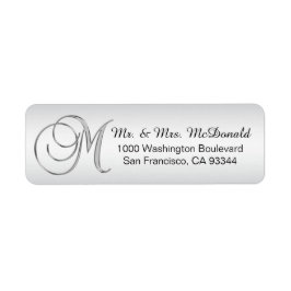 Elegante Silver Monogram Letter 'M' Envelope Retur