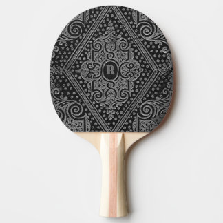 Elegante Silver Monogram Ping Pong Paddle Tischtennis Schläger