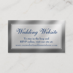 Elegante Silver & Navy Wedding Website Beipackkart Begleitkarte