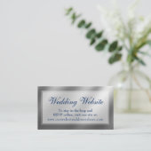 Elegante Silver & Navy Wedding Website Beipackkart Begleitkarte (Stehend Vorderseite)