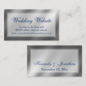 Elegante Silver & Navy Wedding Website Beipackkart Begleitkarte (Vorne/Hinten)