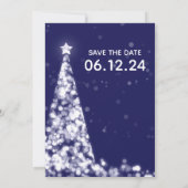 Elegante Silver Navy Weihnachtsbaum Hochzeit Einladung (Rückseite)
