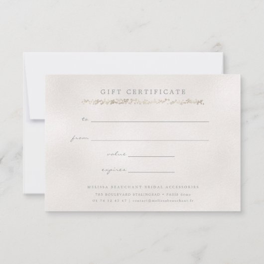 Elegante Silver Pearly Certificate Card (Rückseite)