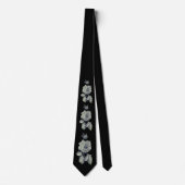 Elegante Silver Peony Blume Black Krawatte (Vorderseite)