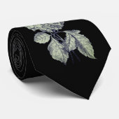 Elegante Silver Peony Blume Black Krawatte (Gerollt)