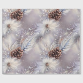 Elegante Silver & Pine Beaded Christmas Bloral Geschenkpapier (Flach)