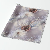 Elegante Silver & Pine Beaded Christmas Bloral Geschenkpapier (Ungerollt)