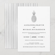 Elegante Silver Pineaple Hochzeit Einladung