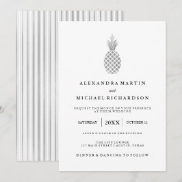 Elegante Silver Pineaple Hochzeit Einladung