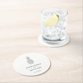 Elegante Silver Pineaple Wedding Runder Pappuntersetzer (Vor Ort)