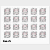 Elegante Silver Pink Baby Shower Stickers (Blatt)