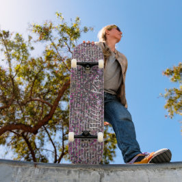 Elegante Silver Pink White Kristall-Sequenzer Skateboard