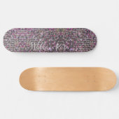 Elegante Silver Pink White Kristall-Sequenzer Skateboard (Horizontal)