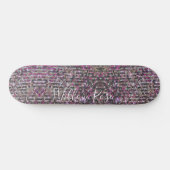 Elegante Silver Pink White Kristall-Sequenzer Skateboard (Horizontal)