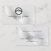 Elegante Silver Real Anwesen Business Card Visitenkarte (Vorne/Hinten)