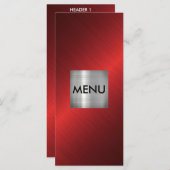 Elegante Silver Red Black Menue Chic Menükarte (Vorne/Hinten)