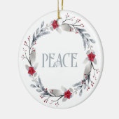Elegante Silver Red Wreath Peace Keramik Ornament (Links)