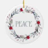 Elegante Silver Red Wreath Peace Keramik Ornament (Hinten)