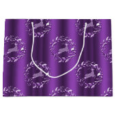 Elegante Silver Reindeer Lila Weihnachten Große Geschenktüte (Vorderseite)