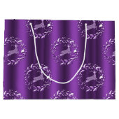 Elegante Silver Reindeer Lila Weihnachten Große Geschenktüte (Rückseite)