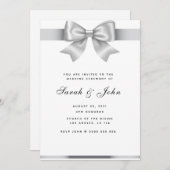 Elegante Silver Ribbon Wedding Einladung (Vorne/Hinten)