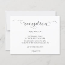 Elegante Silver Romantic Wedding Reception Card