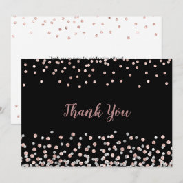 Elegante Silver Rose Gold Confetti Dankeskarte