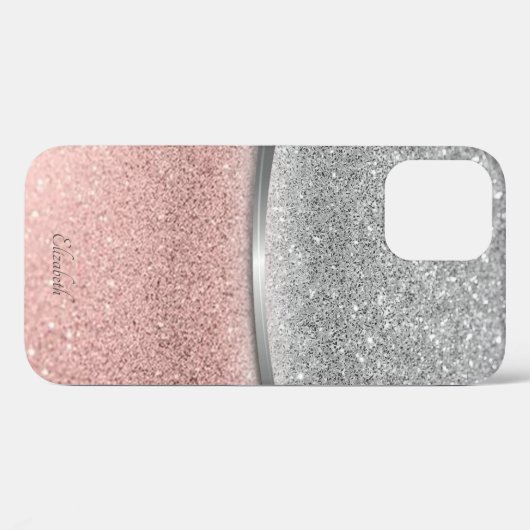 Elegante Silver Rose Gold Glitzer Bokeh Case-Mate iPhone Hülle (Rückseite (Horizontal))