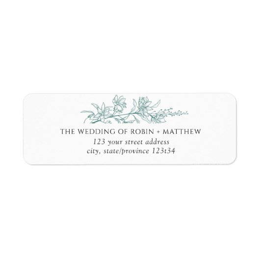 Elegante Silver Sage Hand gezeichnet Blumenadresse (Vorne)