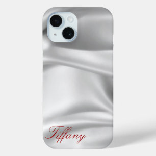 Elegante Silver Satin Silk Custom Phone Case