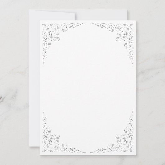 Elegante Silver Script Botanical Frame Wedding Einladung (Rückseite)